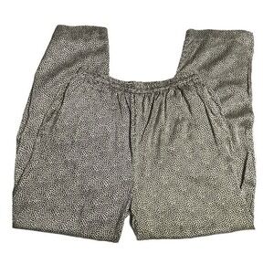 Leopard Print Pants S Elastic Waist Relaxed Fit Lightweight Silk